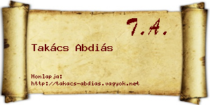 Takács Abdiás névjegykártya